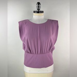 💚 3379. Lavender Padded Shoulder Blouse